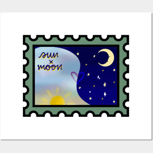 Sun x Moon Postage Stamp Posters and Art